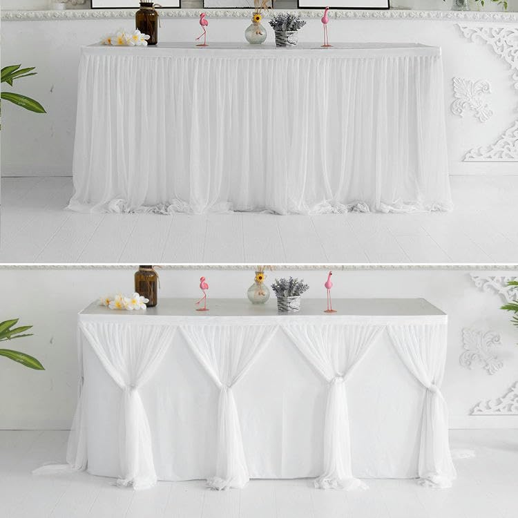 6/9FT * 77CM 2-kolorowy, puszysty tiulowy spódniczka tutu z siateczki, szyfon, wesele, baby shower, falbanki, plisowana spódnica stołowa