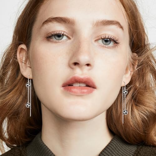 Sterling Silver Sport Earrings for Sport Lovers Dangele Soccer/Football/Baseball/Tennis/Volleyball Earrings Sport Jewelry Gift4