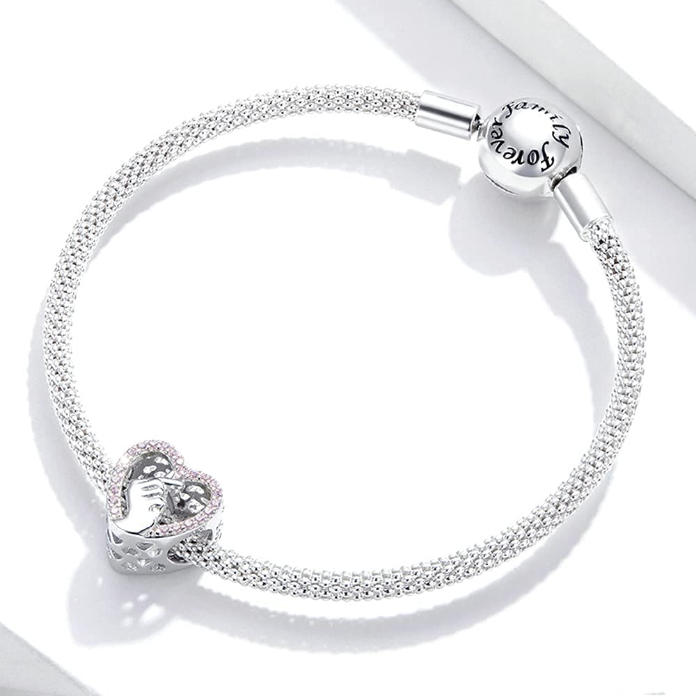 NINGAN Serie d'amore in argento 925 Pendente con perline Regalo di compleanno di San Valentino Adatto per collana di braccialetti da donna