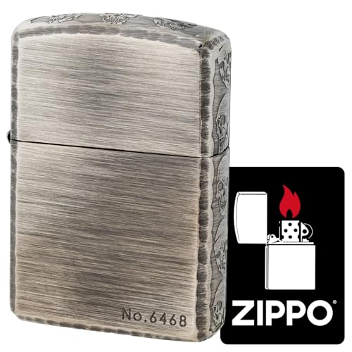 KAJIKAWA(カジカワ) Zippo ジッポ ライター 防風 真鍮製 アーマーzippo エッチング コーナーリューター 3面加工 シリアル番号 特製ステッカー付き シルバー 3ER-SKULL (B)