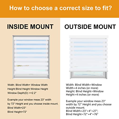 Image of Persilux Blackout Cordless Zebra Blinds for Indoor Windows, Sheer Shades, with Upgraded Cassette, Dual Layers Light Control for Day and Night for Bedroom, Easy to Install (34.5 inch W x 64 inch H, White)