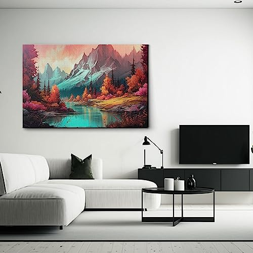 Serene Mountain Sunset Watercolor Landscape Canvas Print