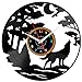 EVEVO Lupo Orologio da Muro da Parete Unico Dischi in Vinile Movimento al Quarzo Silenzioso Handmade NeroCreativo Orologio Decorativo da Parete a Muro Mechanical Lupo