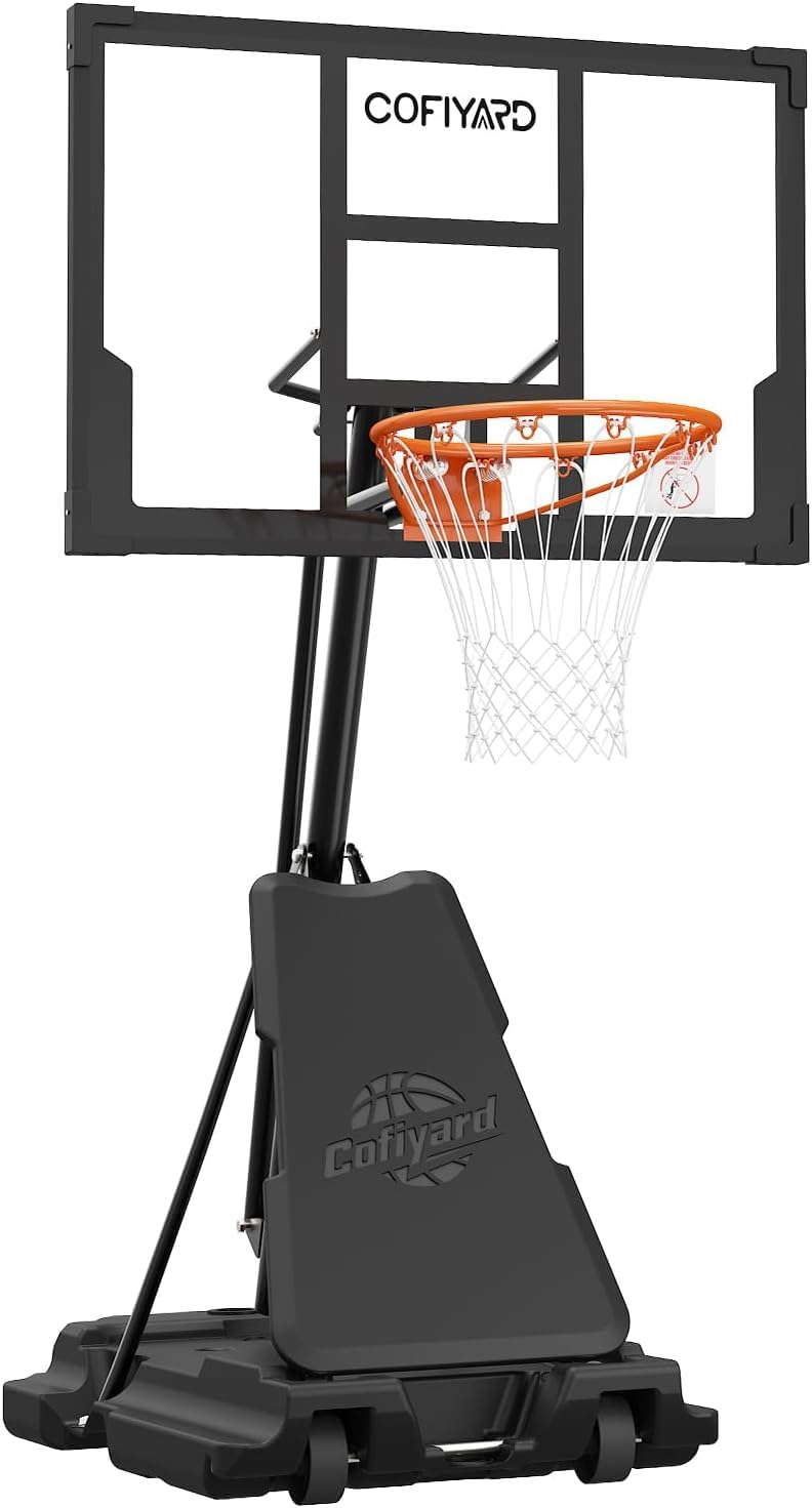 Cofiyard Basketball Hoop Outdoor with 44&amp;48&amp;54 Inch Shatterproof Backboard,10FT Height Portable Basketball Hoop with Sandbag, Adjustable Basketball Goal with Wheels