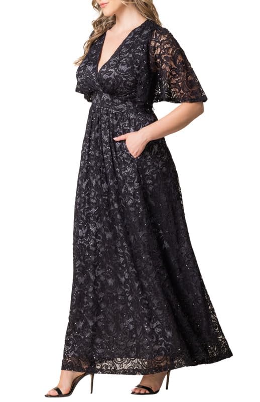 Kiyonna Plus Size Luminous Sequin Lace Long Formal Ball Gown | Cocktail, Wedding Guest, Mother of Bride/Groom Dress4