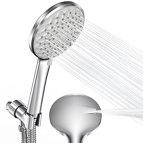 Shower Head with Handheld High Pressure Detachable Shower Heads - 6 Modes Removable Hand Held Showerhead with Extra Long 5ft Stainless Steel Hose 360° Adjustable Brass Connection