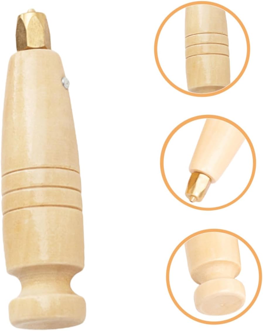 VILLCASE 2pcs Sewing Awl Needle Leathercraft Stitch Awl Tool Wood Handle DIY Leather Repair Tool