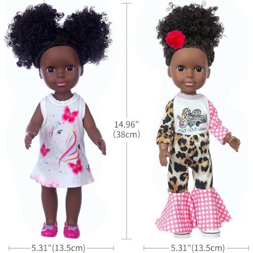 Juego de muñeca negra ZQDOLL con accesorios y ropa miniatura 4