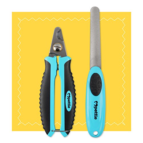 Pettle Ciseaux à Griffes Professionnels pour Chats avec Safety Guard - 100% sans écharde grâce aux Lames en Acier Inoxydable Les Plus tranchantes - Pince à Griffes + Lime à Griffes