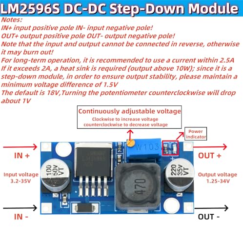 Image of 10Pcs LM2596 LM2596S DC to DC Converter Buck Module | Input 3.2-35V, Output 1.25-35V, 3A Adjustable