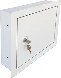 Cofre de parede com trava de chave – Compartimento de parede oculto com trava de aço resistente para armazenamento seguro, cofre de parede para joias, dinheiro e documentos – largura externa de 39 cm