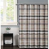 TRULY SOFT Paulette Plaid Taupe 72' Square Shower Curtain