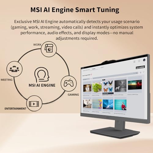 Image of msi Modern Business All-in-One Desktop, Intel Core 7 150U, 23.8 inch FHD IPS 1920x1080 Touchscreen, 64GB DDR5, 1TB SSD, Wi-Fi 6E, IR Camera, HDMI, DP, AI PC, Wireless KB & Mouse, Windows 11 Pro, Black