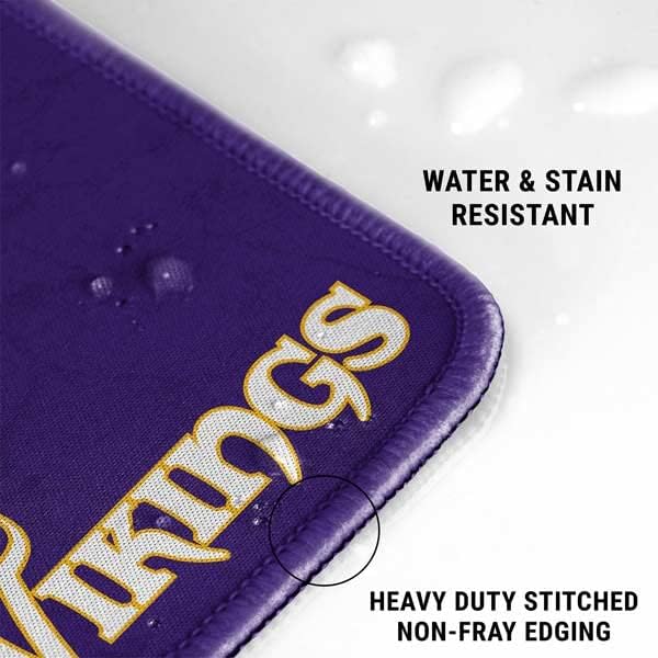 Skinit Extra Large Gaming Mouse Pad - Officially Licensed NFL Minnesota Vikings Distressed Design with Stitched Edges, Waterproof, Non-Slip Rubber Base, Desk Mat for Keyboard & Mouse