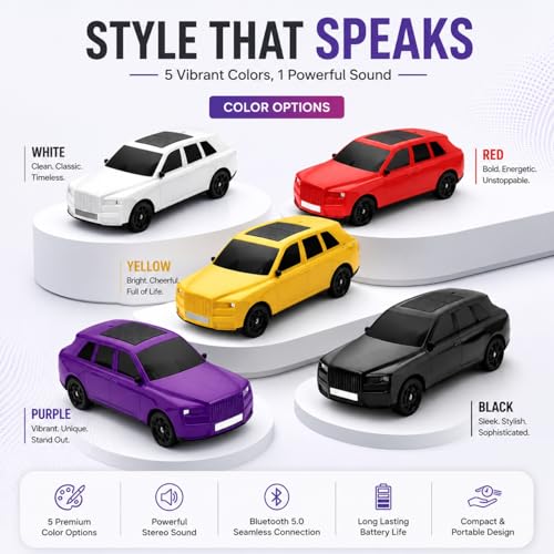 Image of Toy Imagine Bluetooth Toy Car Speaker | Portable Car-Shaped Wireless Speaker with 5W Stereo Sound & 1200mAh Battery | TF /USB /FM /TWS Support, Multicolor Music Toy