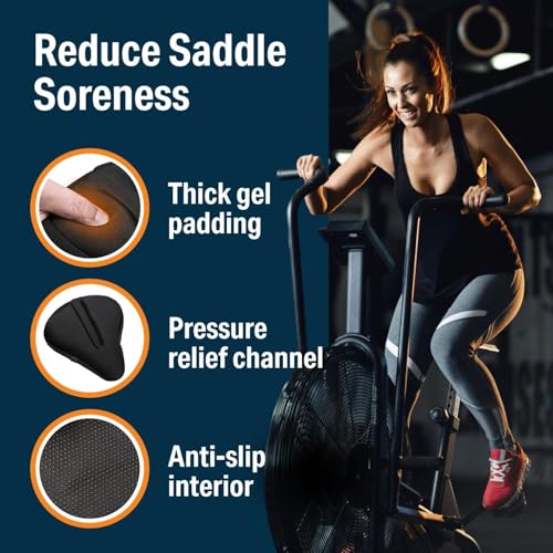 Image of Bikeroo Comfort Bike Seat Cushion - Padded Gel Cover for Exercise, Mountain & Road Bikes, Universal Fit for Peloton & Stationary Bikes