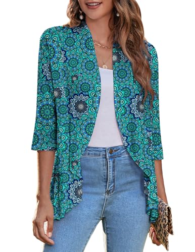 Image of Zeagoo Women's Open Front Cardigan 2026 Spring Summer Lightweight 3 /4 Sleeve Draped Ruffles Cardigans S-3XL