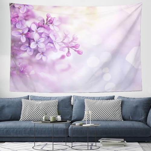 Tapisserie murale effet 3D aquarelle lilas en tissu souple nappe de salon 180×230cm - 2
