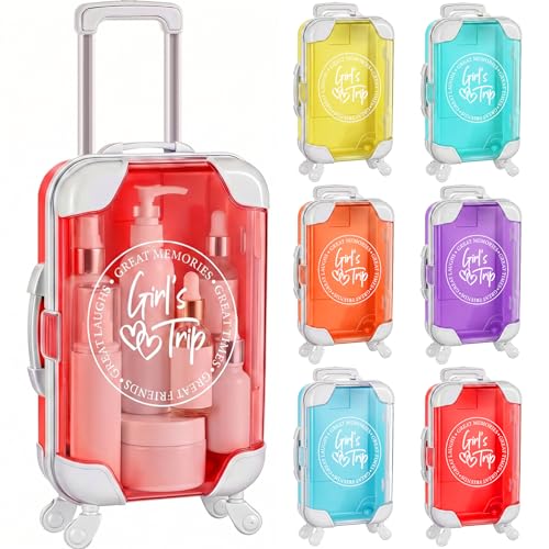 Honeydak 6 Pcs Girl Trips Mini Suitcase Party Favor Gift 6.7 x 3.7 x 1.8 Inches Mini Suitcase Travel Gift Box Favor Luggage Storage Box for Bridal Wedding Beach Bachelorette Party Decor for Girl Women