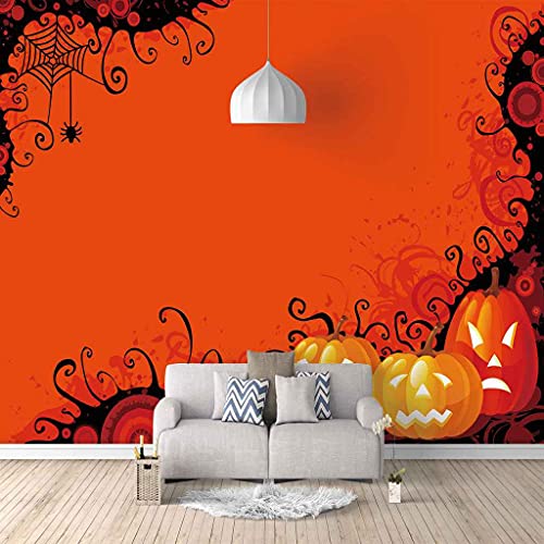 Papier peint canevas 3D Halloween orange 300x210 cm auto-adhésif pour salon
