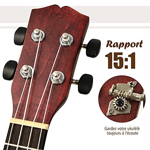 COSTWAY 21 Pouces Ukulélé Kit, Uke En Bois Pour Débutant Enfant Adulte, avec Sac de Transport, Accordeur Numérique… - Les Beatles, Paul McCartney, John Lennon, RIngo Starr, George Harrison COSTWAY 21 Pouces Ukulélé Kit, Uke En Bois Pour Débutant Enfant Adulte, avec Sac de Transport, Accordeur Numérique… – Image 4