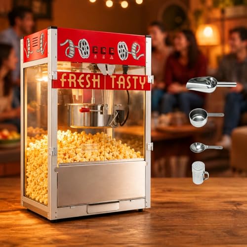 Image of 32OZ Commercial Countertop Popcorn Machine, Theater Style, Red