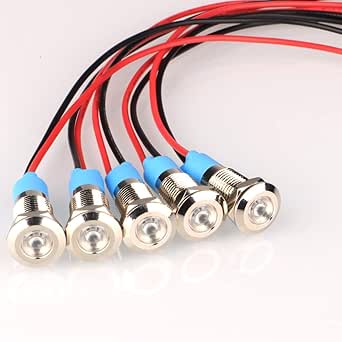 Spie LED Impermeabili Gebildet - 5 Pezzi, 8 Mm, 12-24V AC/DC, Blu, In Rame Nichelato - Foto 9