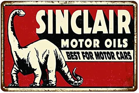 Letreros de estaño de reproducción vintage, aceite de motor Sinclair, decoración retro para hombre, cueva, bar, garaje, pared, gasolinera, 12 x 16