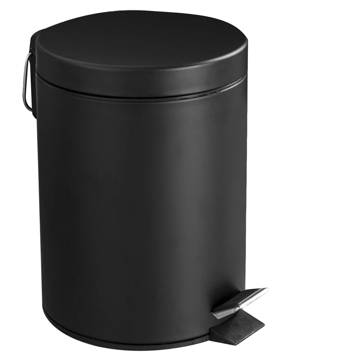 Stainless Steel Pedal Bin 3L Black, Pedal Bin, Bathroom Pedal Bin 3L, Office Pedal Bin, Round Shape, Black, Size: H:24.5 x W:17 CM