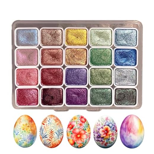Xujuika Pintura De Acuarela Sólida Nacarada De 20 Colores, Pintura De Acuarela Nacarada Metalizada, Caja De Pintura Sólida De Acuarela Con Brillo Portátil Para Entusiastas Del Dibujo, Artisstas