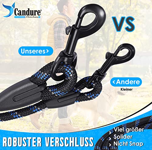 Candure Hundeleine mit weichem Griff gepolstert und rutschfest, Seil für Welpen, kleine, mittlere und große Hunde, geeignet zum Laufen, Joggen und Wandern (schwarz)