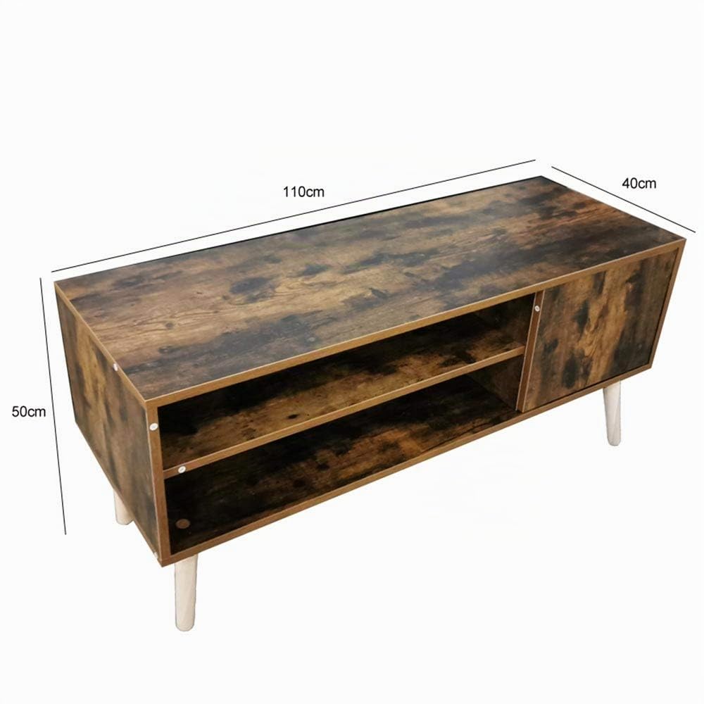 BAKAJI Mobile TV in Legno effetto anticato con 2 Ripiani Porta Console Videogiochi DVD Mobiletto basso Porta Televisore Design Moderno Industriale (110 x 40 x 50 cm)