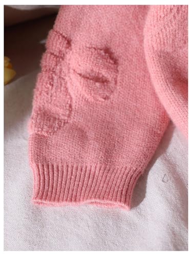 Image of BEAUDRM Girl's Cute Bow Sweater Crew Neck Long Sleeve Drop Shoulder Loose Pullover Tops