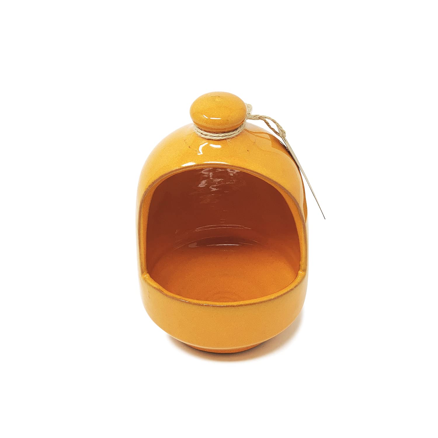 Verano Spanish Ceramics Selena Glaze Hand Dipped Salt Pig - Home Kitchen Restaurant Café Decorative Décor - Salt Cellar Pepper Seasoning Holder Caddy Spices Condiments Storage Pot - Orange