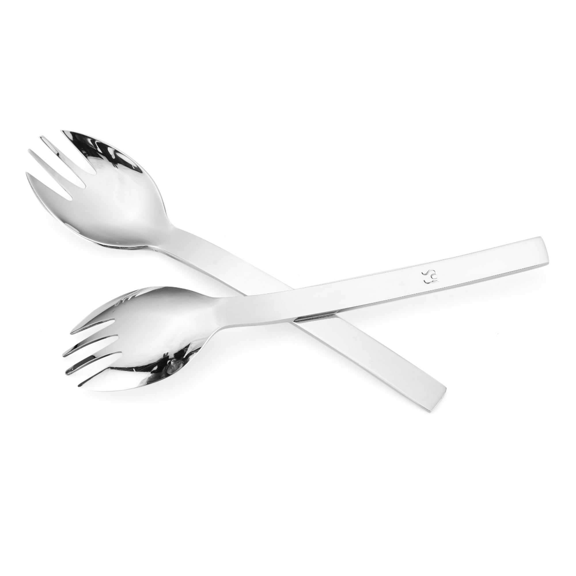 FnS Solo Stainless Steel Spork Set of 6 | Spoon Cum Fork 3-in-1 | Food Grade Mirror Finish Spork for Dessert, Salad, Cake, Sweets, Soup & Noodles | Home, Kitchen & Dining 1