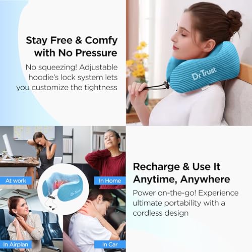 Image of Dr Trust USA Cloudwalker Travel Neck Support for Flights, Rechargeable Memory Foam Traveling Pillow with Massager for Cervical Pain Relief, Air Travel, Home, Office-386 | Set of 1