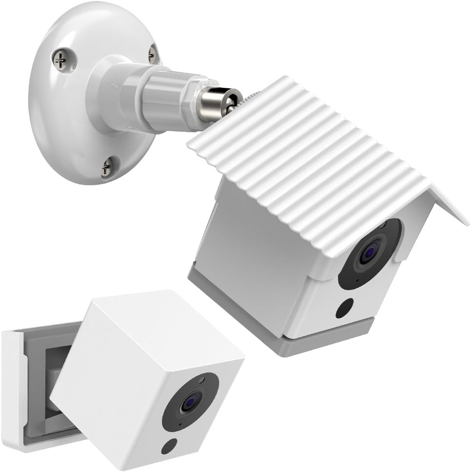 HOLACA Protective Weatherproof Housing+Security Mount,with Wall and Ceiling Mount for Neos SmartCam/Wyze Cam V2（Wyze Cam Camera ）, 6 in 1 Accessory Kit (WHITE-1 PACK)
