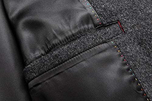 Image of Men's Stylish Wool Blend Double Breasted Long Pea Coat