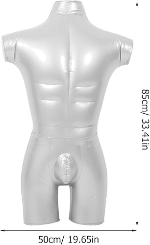 Miniatura 6 de EXCEART Modelo de maniquíes inflables de PVC de plástico masculino superior medio cuerpo sin brazo superior camisa pantalla modelo hombres falso
