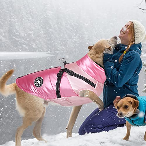DoggieKit Hundemantel Winter Warm Gepolstert Puffer Pet KostümHund Kleidung Winterweste Hundejacke Wintermäntel wasserdichte Warme Jacke Sweater für Kleine Mittelgroße Große Hunde (S, Rosa)