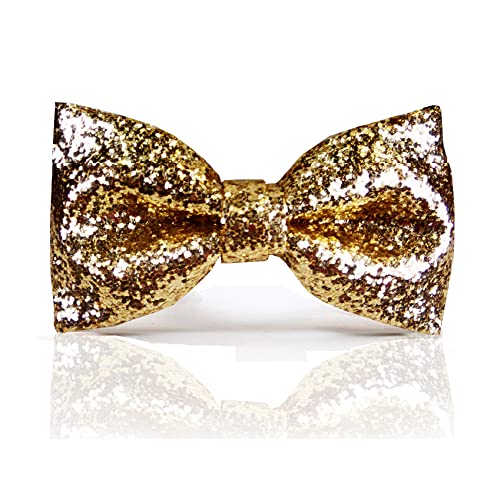 Glitter bow tie, gold glitter pretied bow tie, glitter bow