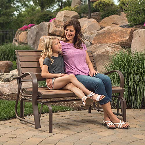 LIFETIME 60290 Wood Alternative Glider Bench, Mocha Brown