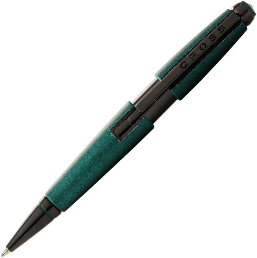 Cross Edge Matte Green Lacquer Gel Rollerball Pen, Black Ink - Elegant Accessory for Effortless Writing - Capless Slide-Open & Snap-Shut Design - Ergonomic Shape - Comfortable Grip - Ideal Gift