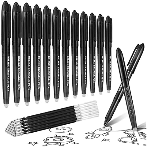 Friction pens, Erasable Gel Pens 12PCS Erasable Rollerball Pen and 20 Ballpen Refills, Ink Rub Out Pens Ballpoint Pen 0.7mm Tip for Adults Kids Students School Office Stationary Supplies Gifts(black) Cover