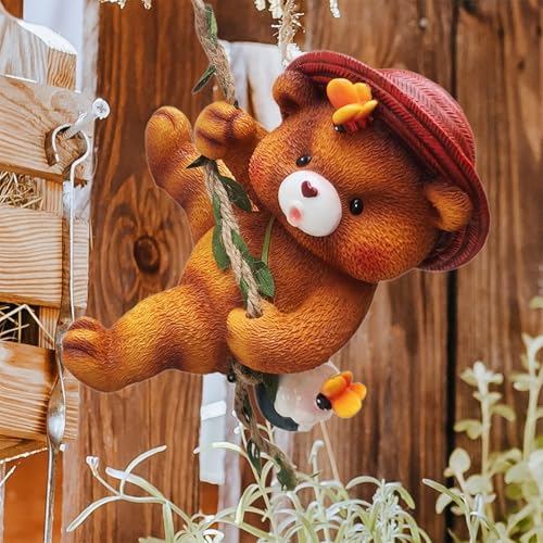 Statue d'ours grimpant résine : finis les extérieurs tristes