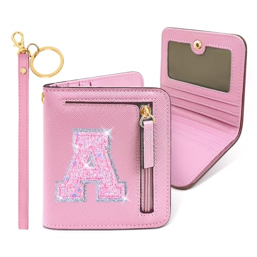 COSHAYSOO Initial RFID Girls Wallet Wristlet Christmas Stocking Stuffers Birthday Gift Ideas for 6 7 8 9 10 11 12 13 14 Year Old Girl Girly Gifts Tween Preteen Teen Preppy Trendy Stuff Pink Letter A