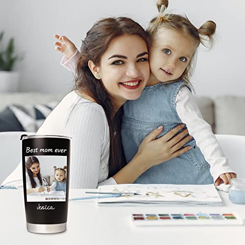 Petalsun Personalized Coffee Tumbler with Pictures Text Name, Custom Stainless Steel Tumbler, Coffee Travel Mug Cup 20 Oz, Personalized Fathers Birthday Gifts for Mom Dad Friends - Image 5