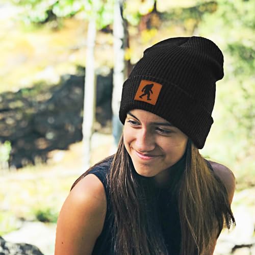 Image of Bigfoot Beanie for Men - Sasquatch Hat Winter Knit Cuffed Beanie for Women - Bigfoot Gifts for Christmas & New Year