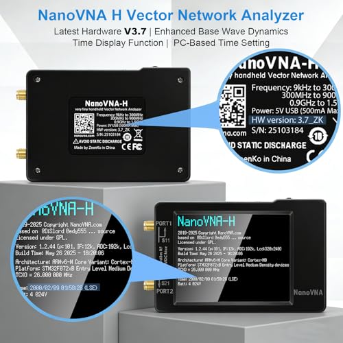 Image of AURSINC NanoVNA-H Vector Network Analyzer, HW V3.7 9KHz -1.5GHz Antenna Analyzer with 2.8 inch EVA Protective Case, Waterproof & Shockproof, Measuring S Parameters, SWR, Phase, Delay, Smith Chart