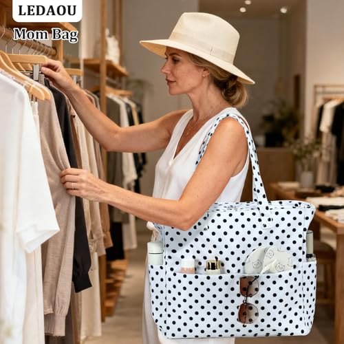 Image of LEDAOU Large Beach Bag Women Waterproof Sandproof Zipper Beach Tote Pool Bag for Swim Gym Grocery Travel with Wet Pocket